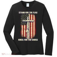 Americans Stand For The Flag Kneel For The Cross Women's Long Sleeve Shirt thumb 0