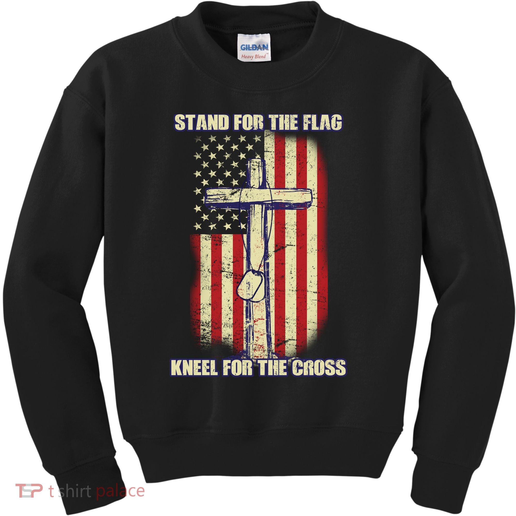 Americans Stand For The Flag Kneel For The Cross Kids Sweatshirt