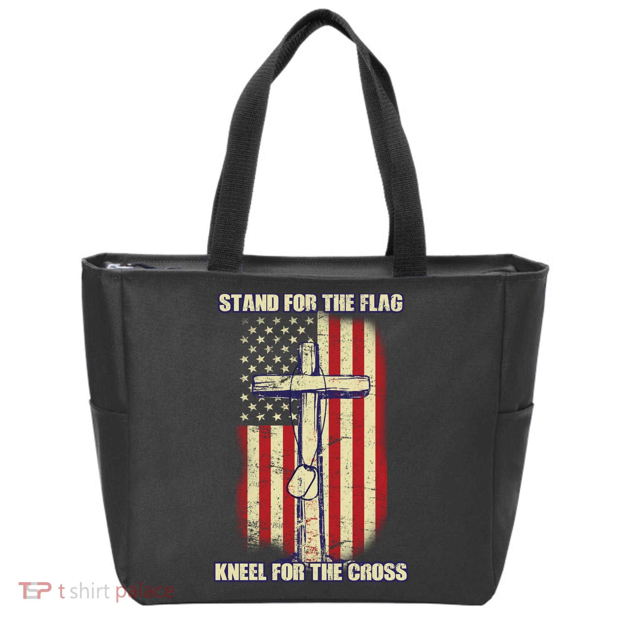 Americans Stand For The Flag Kneel For The Cross Tote Bag