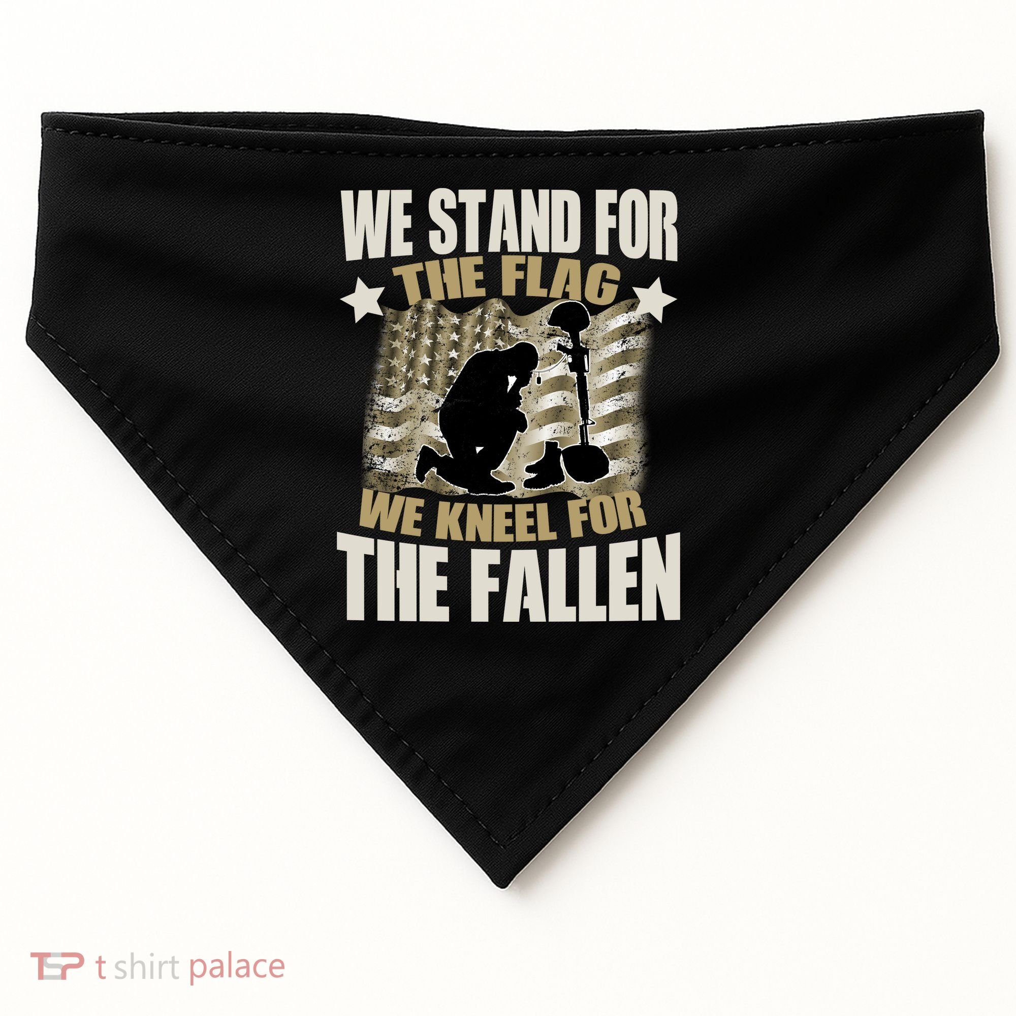 Americans We Stand For The Flag Kneel For The Fallen USA-Made Doggie Bandana