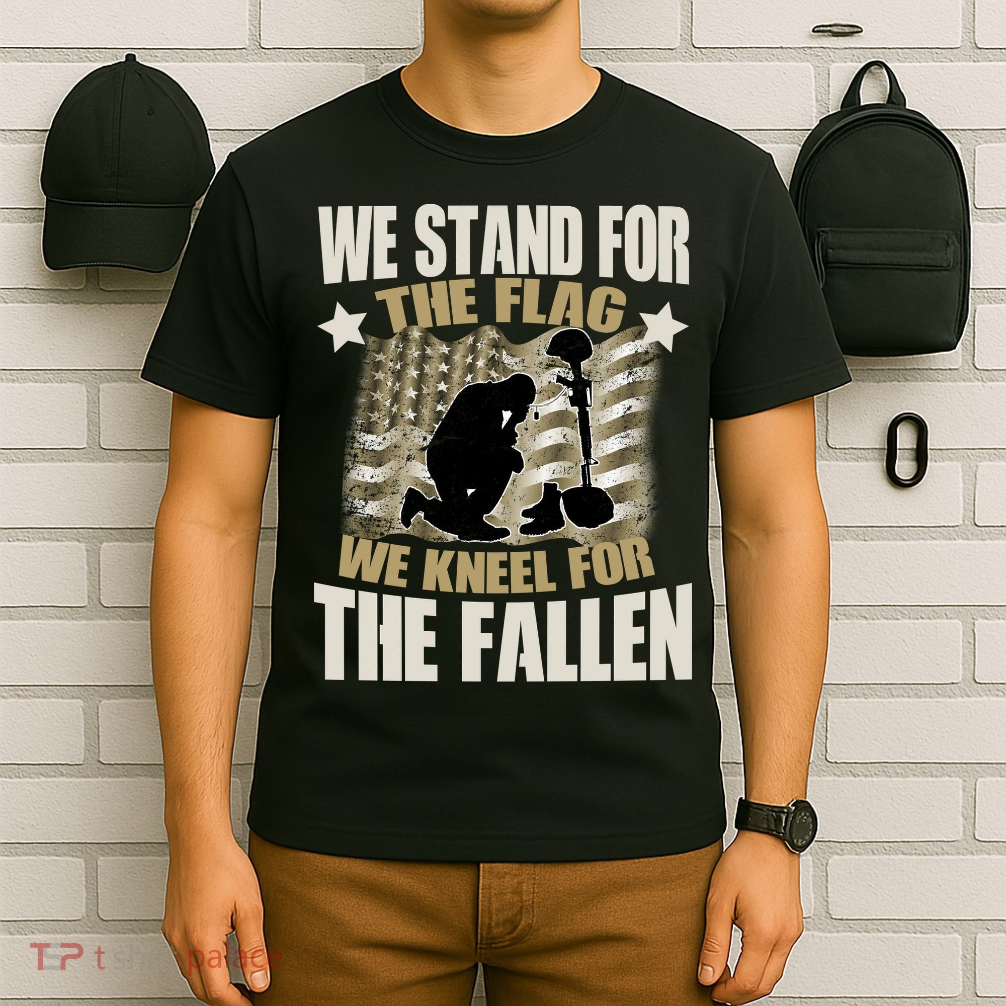 Americans We Stand For The Flag Kneel For The Fallen T-Shirt