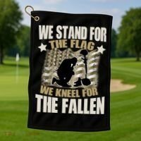 Americans We Stand For The Flag Kneel For The Fallen Golf Towel thumb 1