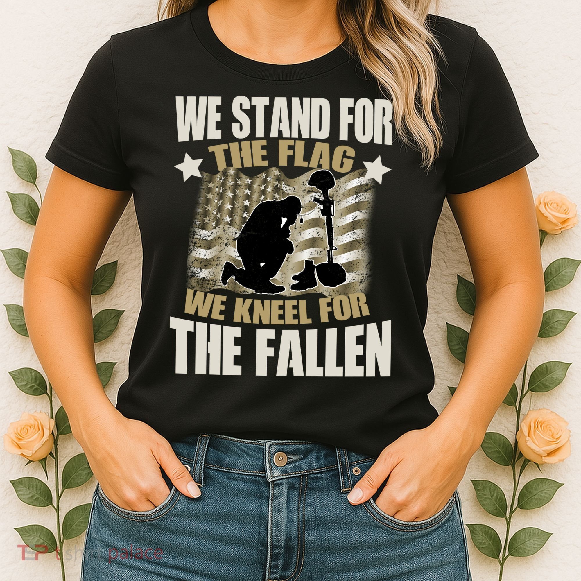 Americans We Stand For The Flag Kneel For The Fallen Women's T-Shirt