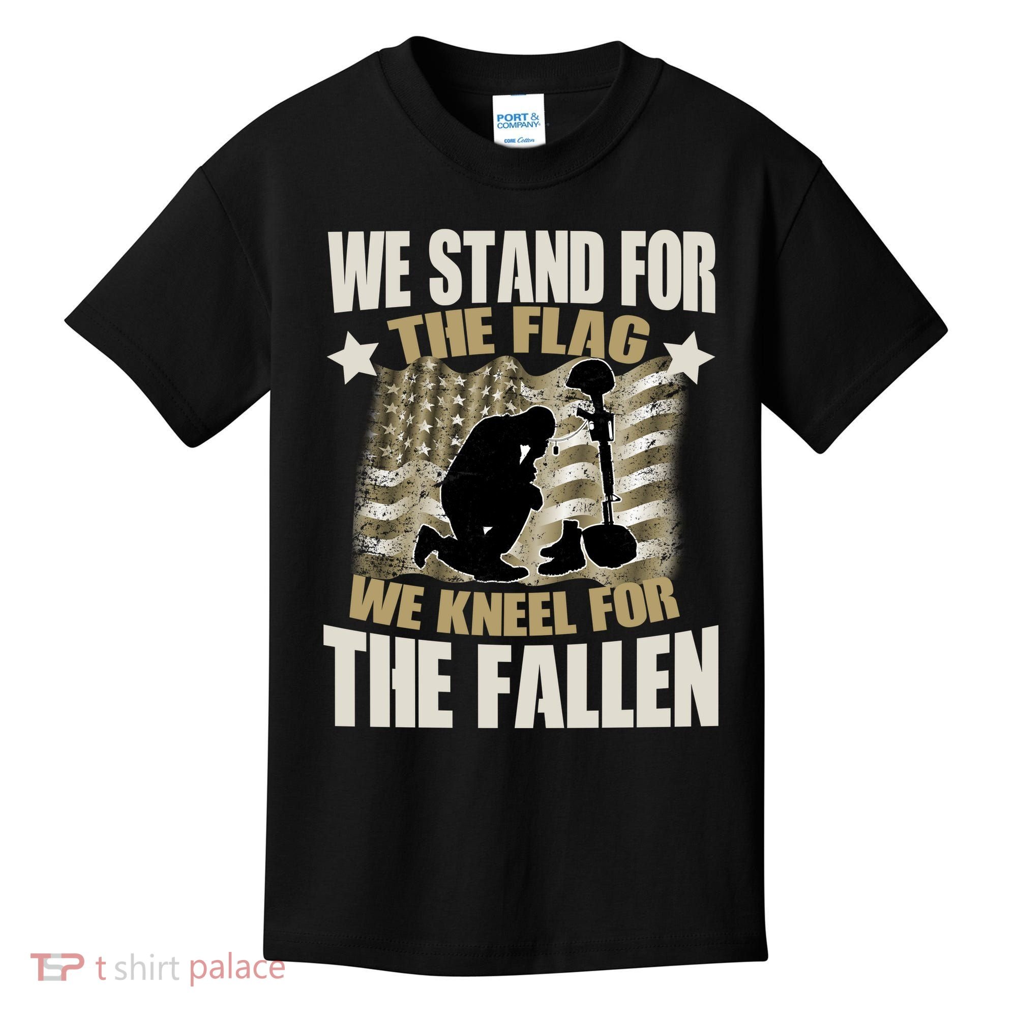 Americans We Stand For The Flag Kneel For The Fallen Kids T-Shirt
