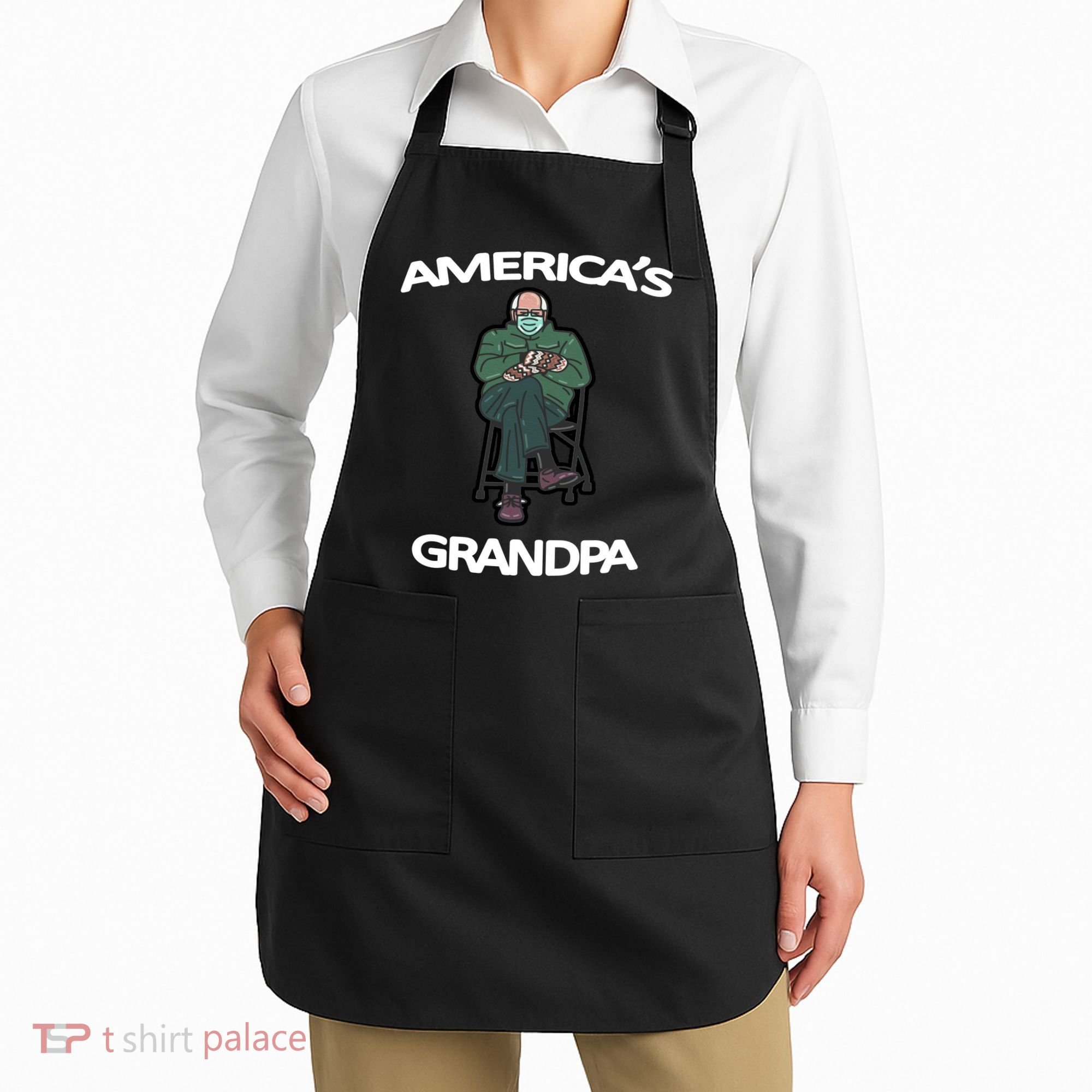 America's Grandpa Bernie Sanders Mitten Meme Apron
