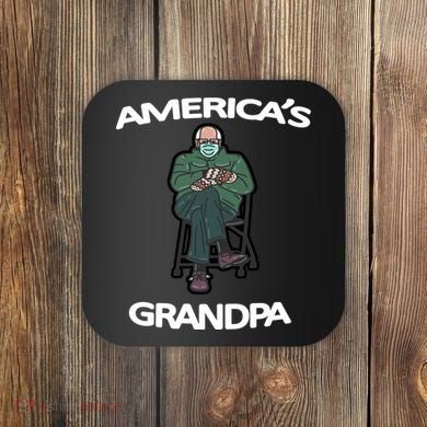America's Grandpa Bernie Sanders Mitten Meme Coaster