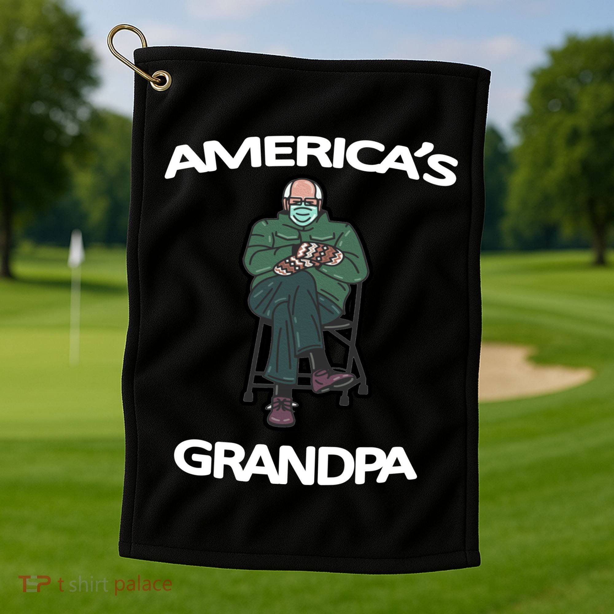 America's Grandpa Bernie Sanders Mitten Meme Golf Towel