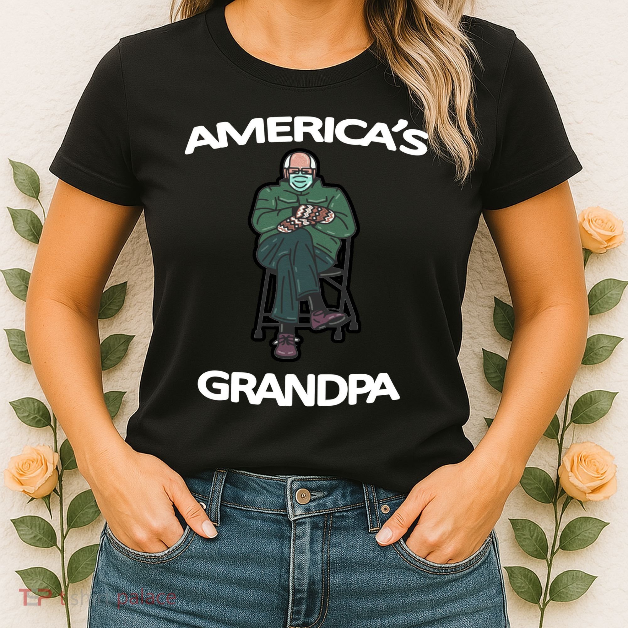 America's Grandpa Bernie Sanders Mitten Meme Women's T-Shirt