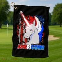 Americorn Unicorn Flag Golf Towel thumb 1
