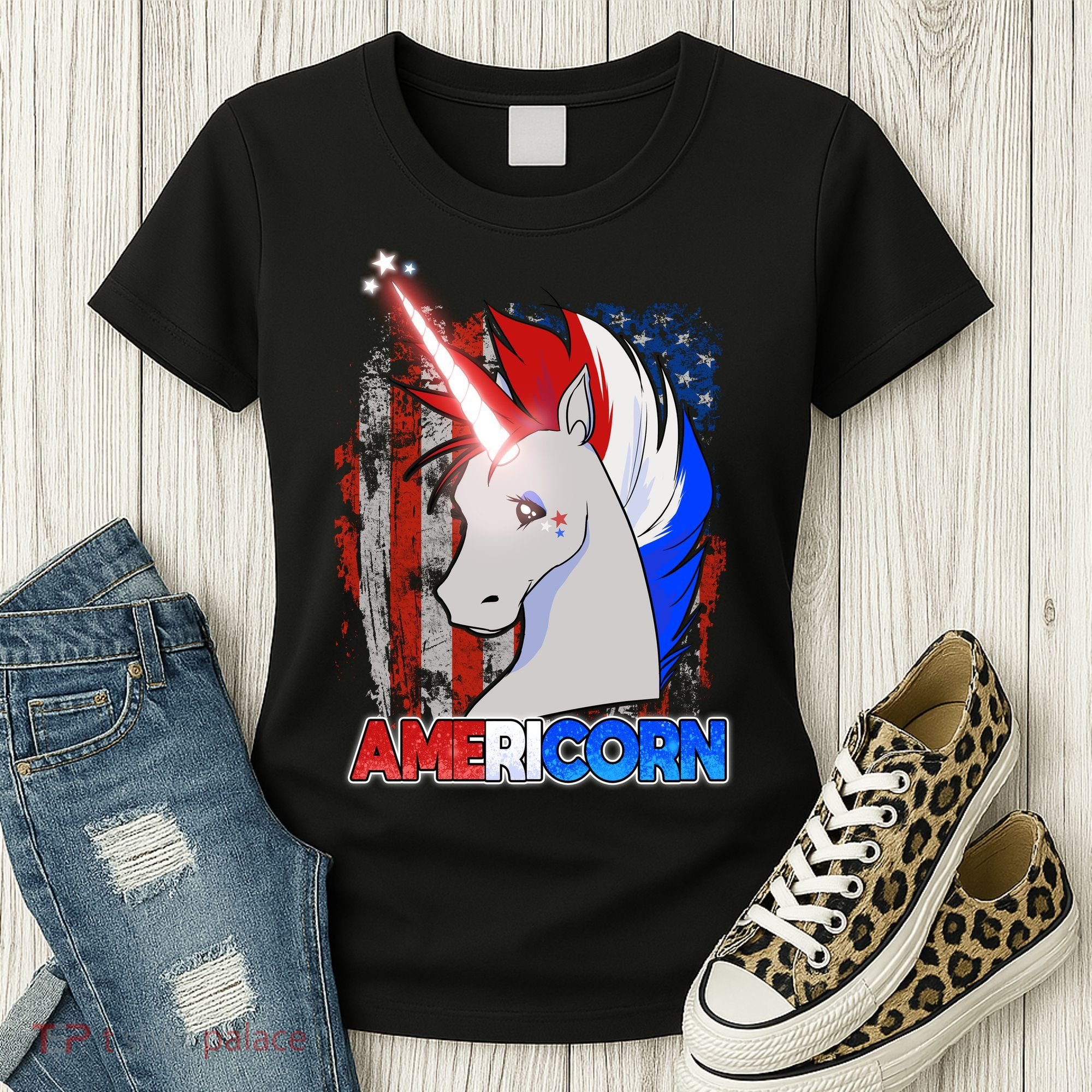 Americorn Unicorn Flag Women's T-Shirt