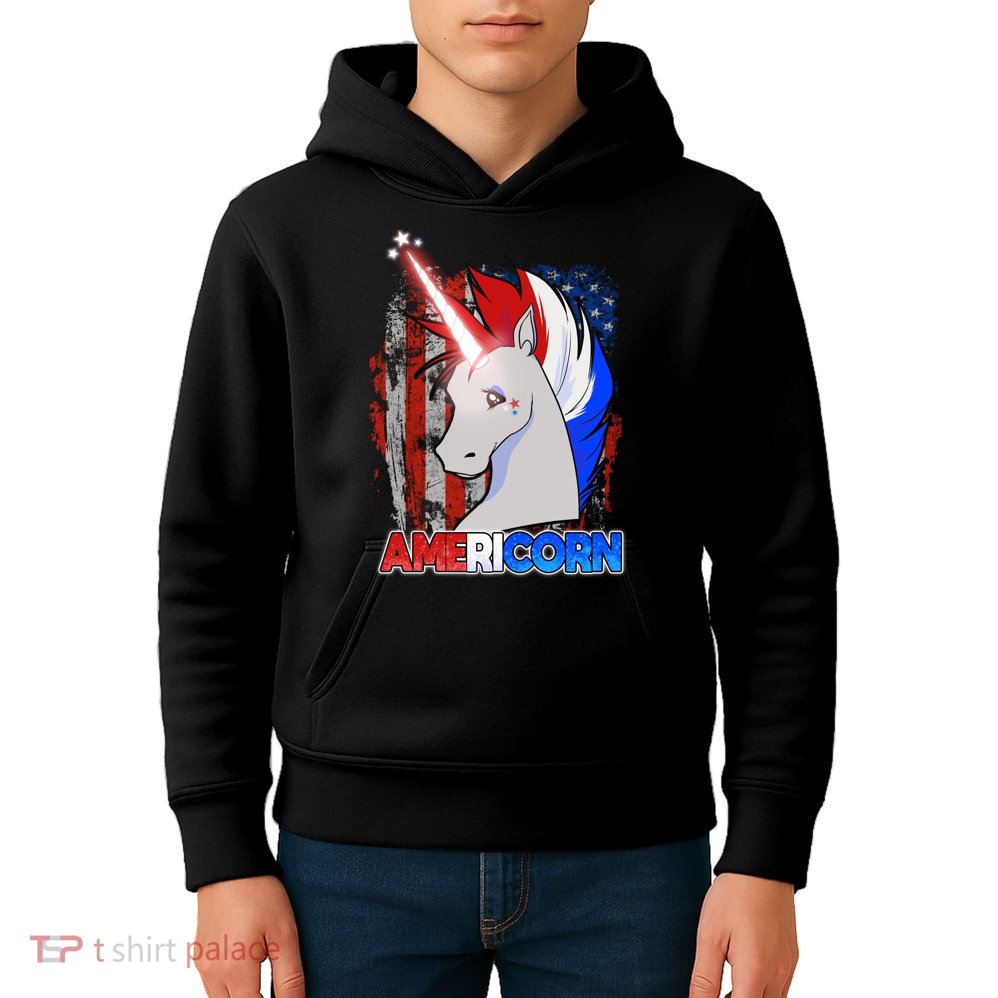 Americorn Unicorn Flag Kids Hoodie