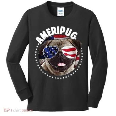 Ameripug Kids Long Sleeve Shirt