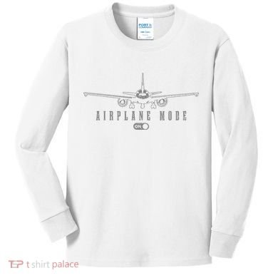 Airplane Mode Funny Pilot Aviation Kids Long Sleeve Shirt
