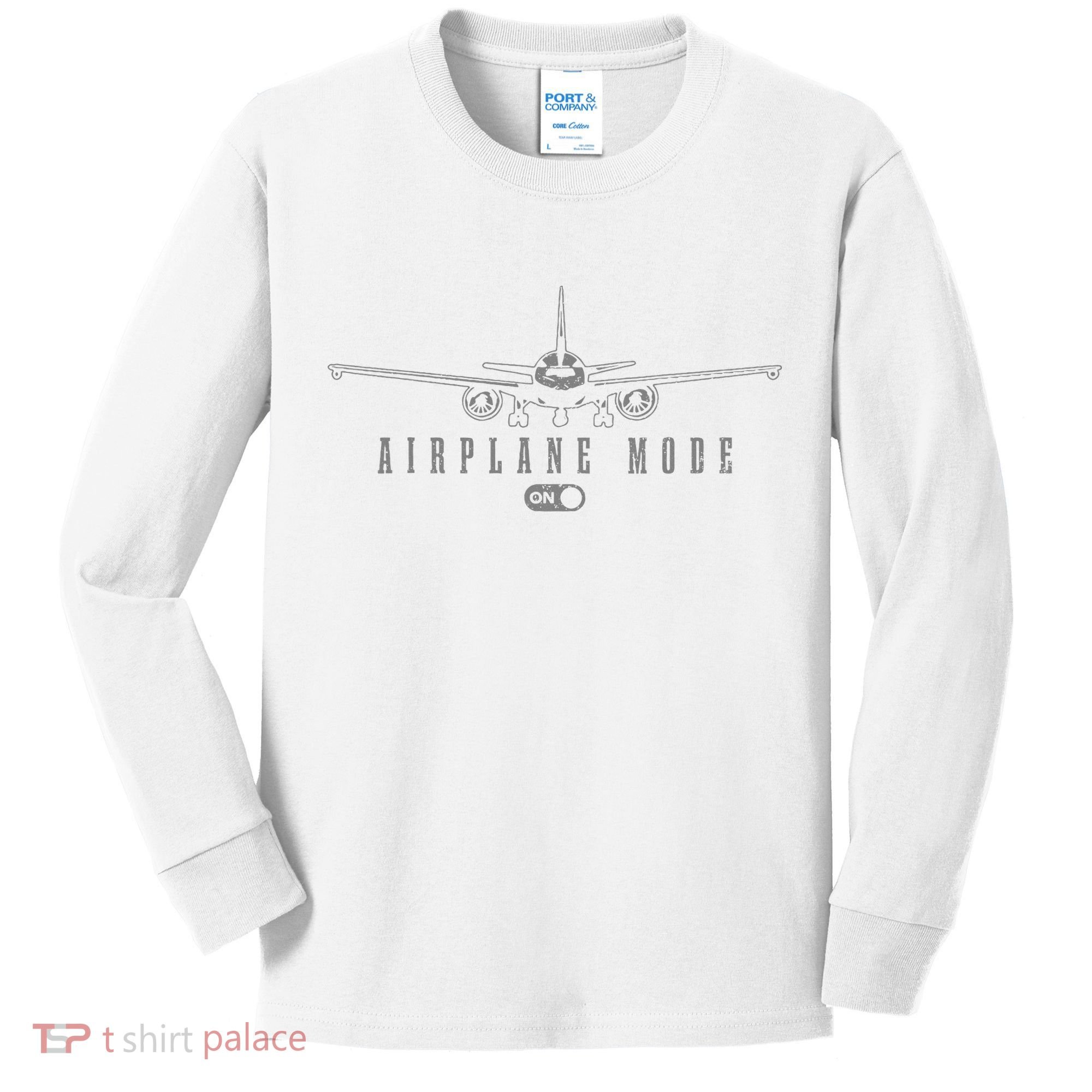 Airplane Mode Funny Pilot Aviation Kids Long Sleeve Shirt