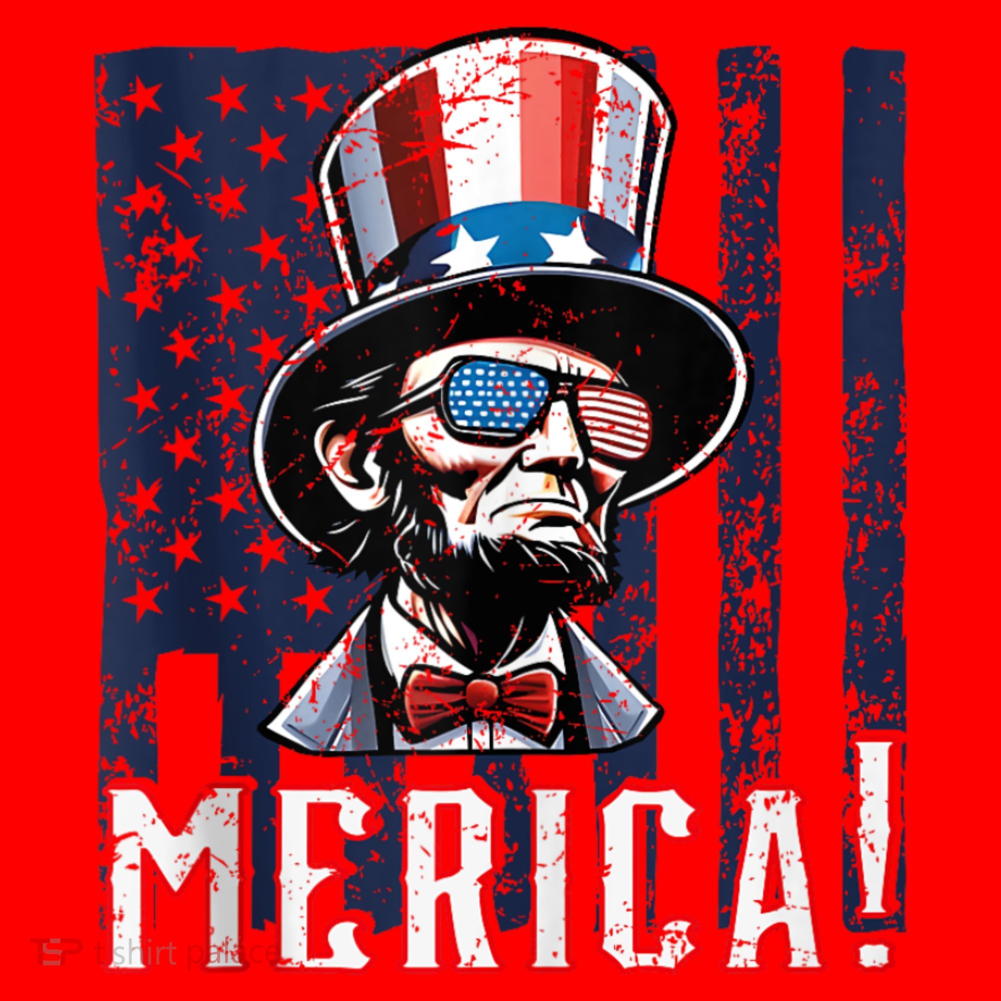 Abe Merica Flag Patriotic Abraham Lincoln 4th Of July Tank Top Santa Hat