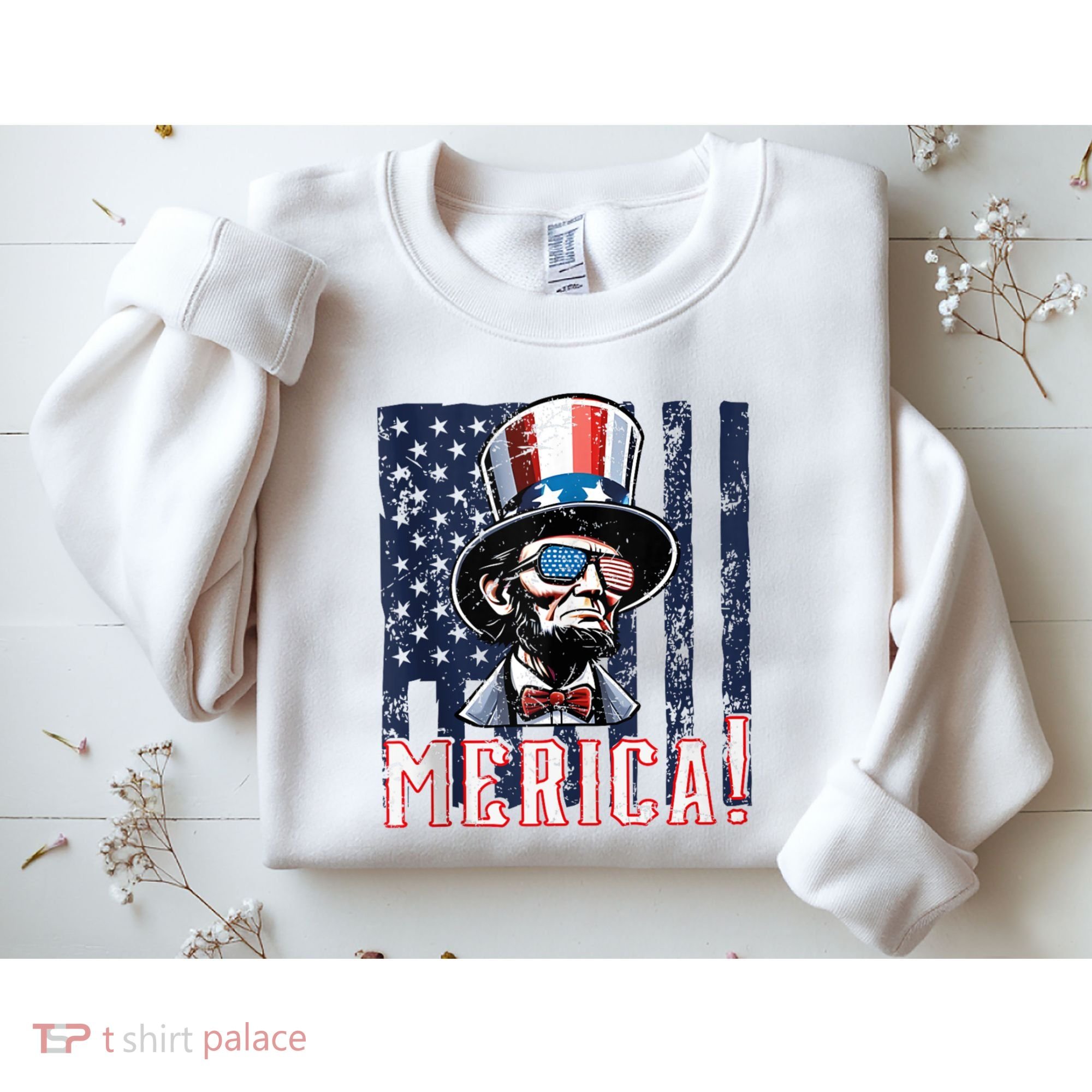 Abe Merica Flag Patriotic Abraham Lincoln 4th Of July Tank Top Sweatshirt