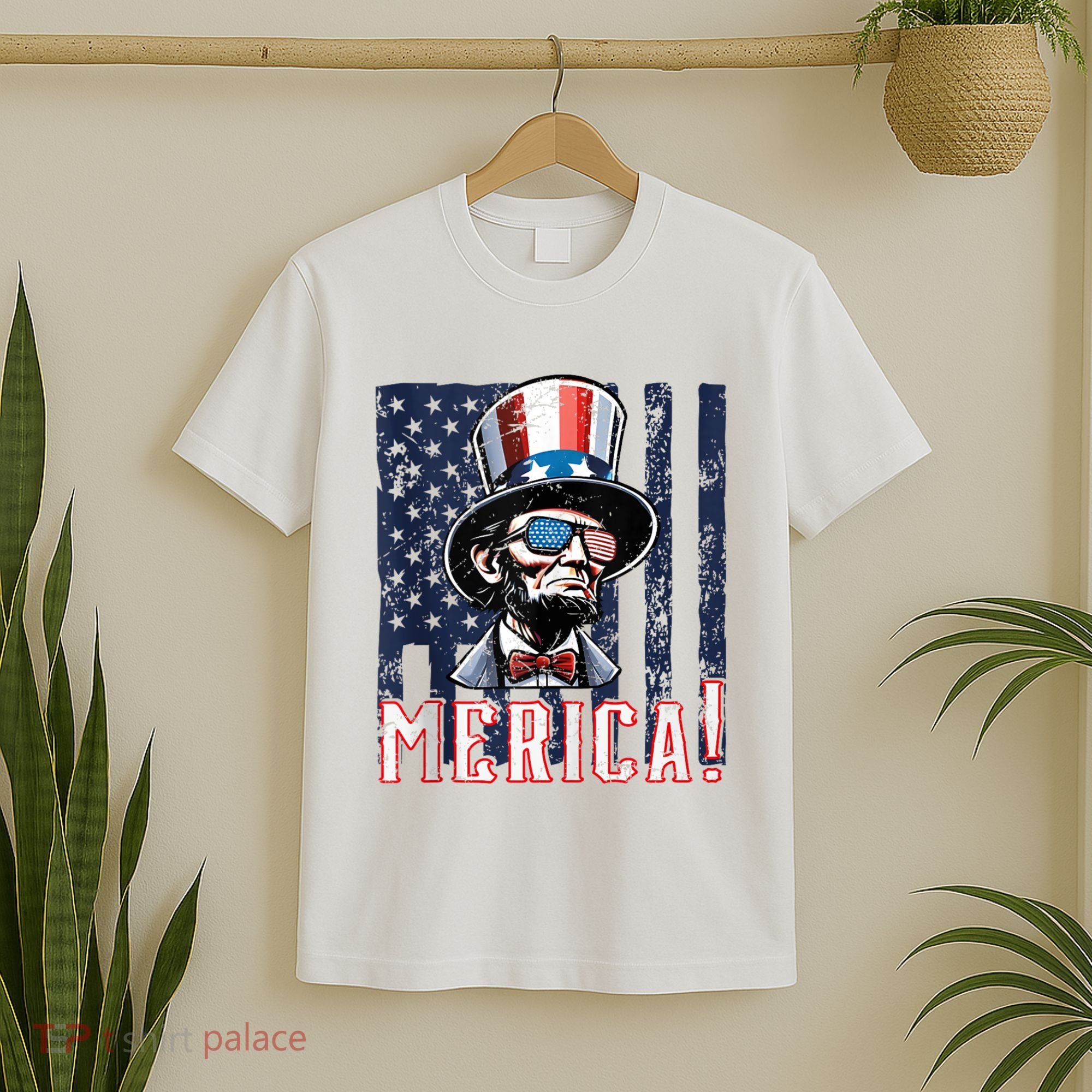 Abe Merica Flag Patriotic Abraham Lincoln 4th Of July Tank Top T-Shirt