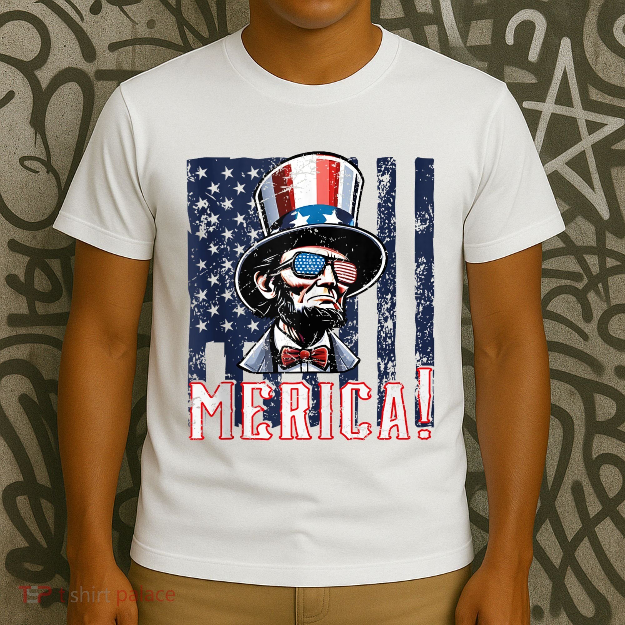 Abe Merica Flag Patriotic Abraham Lincoln 4th Of July Tank Top T-Shirt