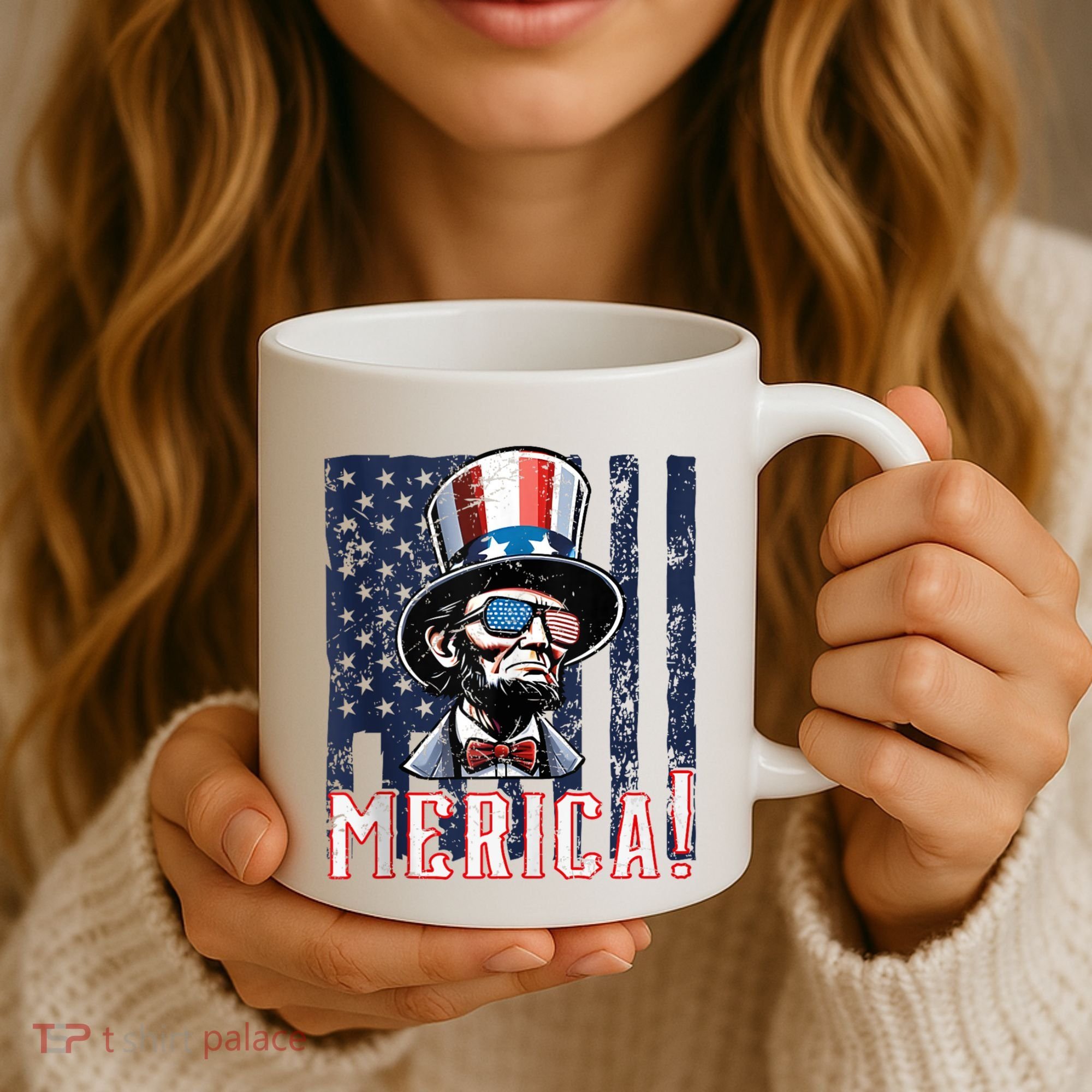 Abe Merica Flag Patriotic Abraham Lincoln 4th Of July Tank Top Coffee Mug