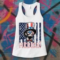 Abe Merica Flag Patriotic Abraham Lincoln 4th Of July Tank Top Women's Tank Top thumb 3