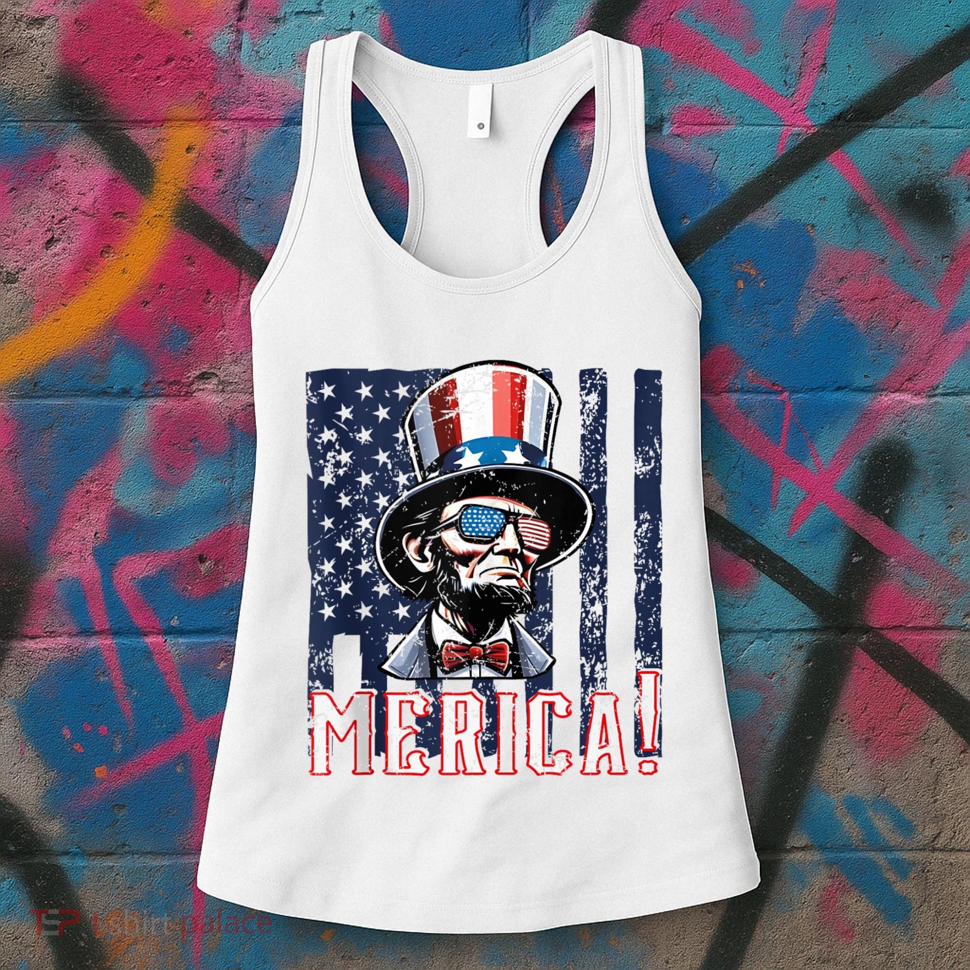 Abe Merica Flag Patriotic Abraham Lincoln 4th Of July Tank Top Women's Tank Top