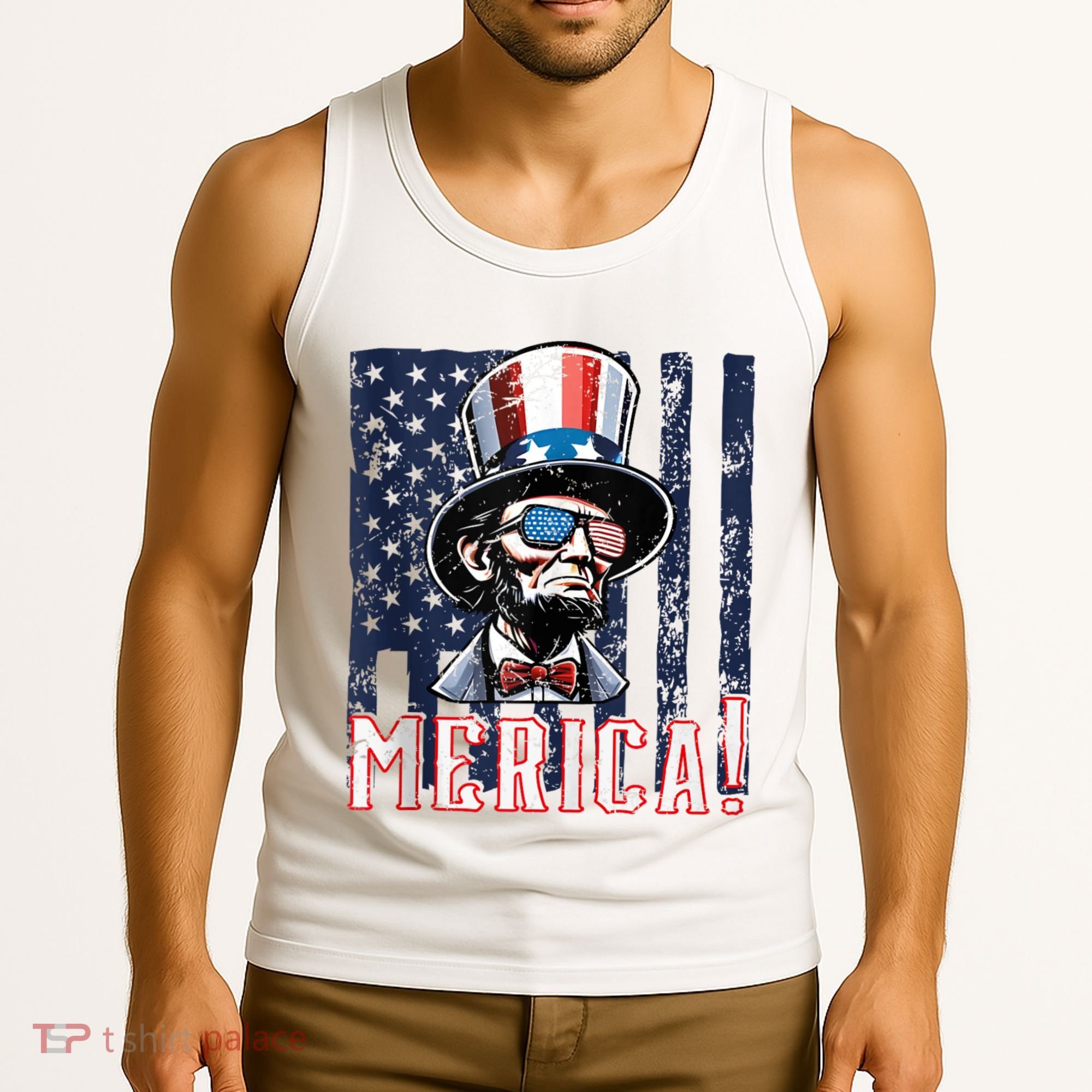 Abe Merica Flag Patriotic Abraham Lincoln 4th Of July Tank Top Tank Top