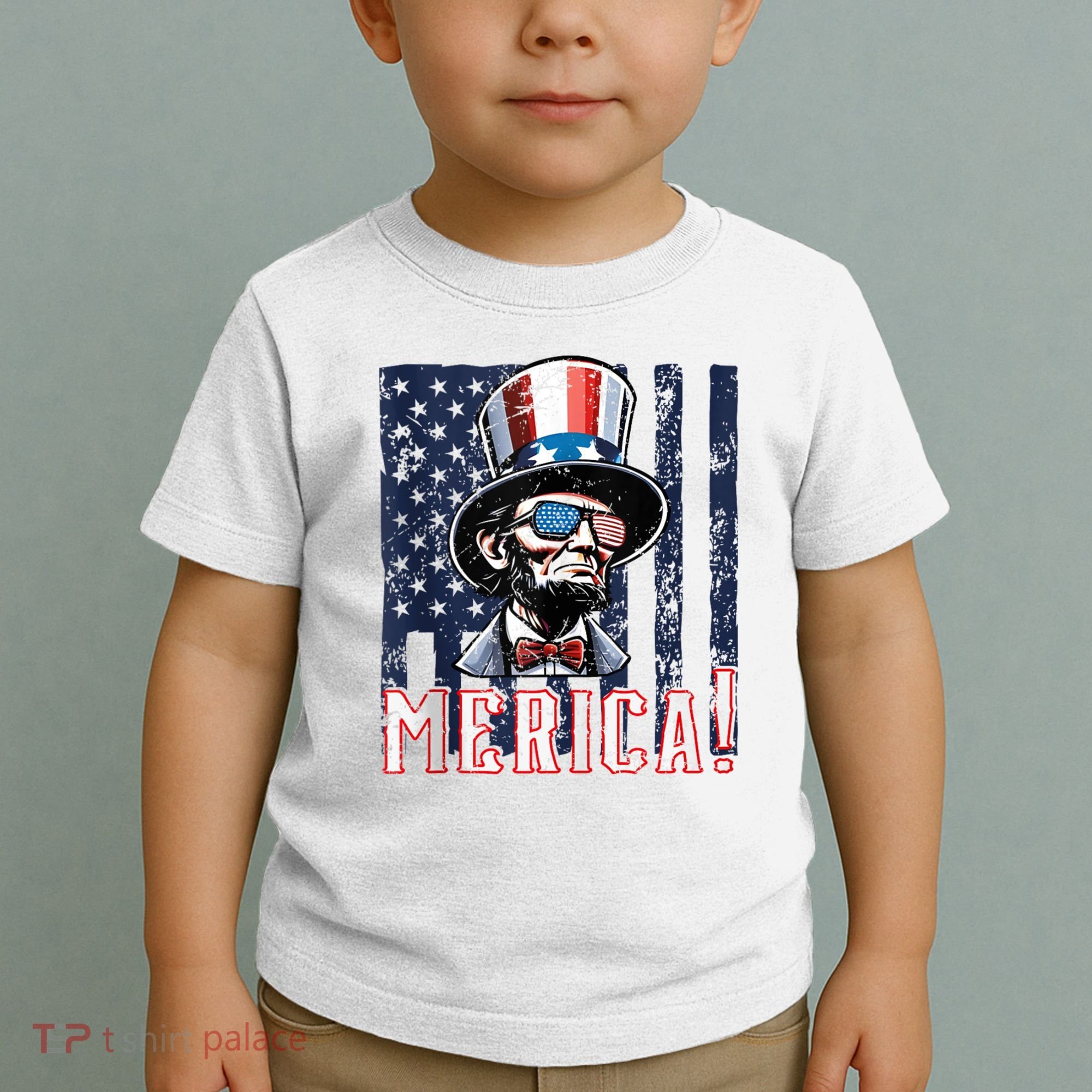 Abe Merica Flag Patriotic Abraham Lincoln 4th Of July Tank Top Toddler T-Shirt