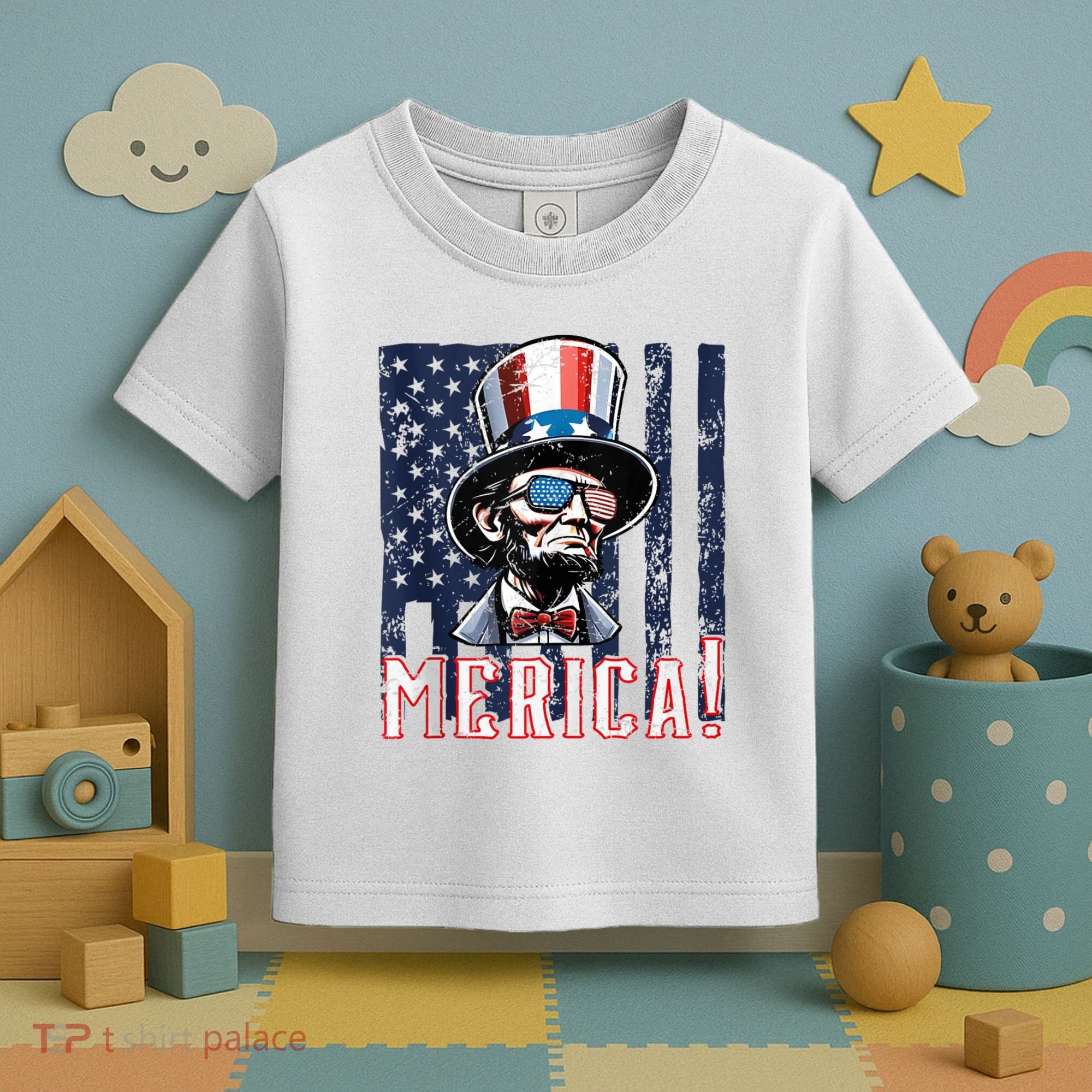 Abe Merica Flag Patriotic Abraham Lincoln 4th Of July Tank Top Toddler T-Shirt