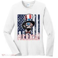 Abe Merica Flag Patriotic Abraham Lincoln 4th Of July Tank Top Women's Long Sleeve Shirt thumb 0