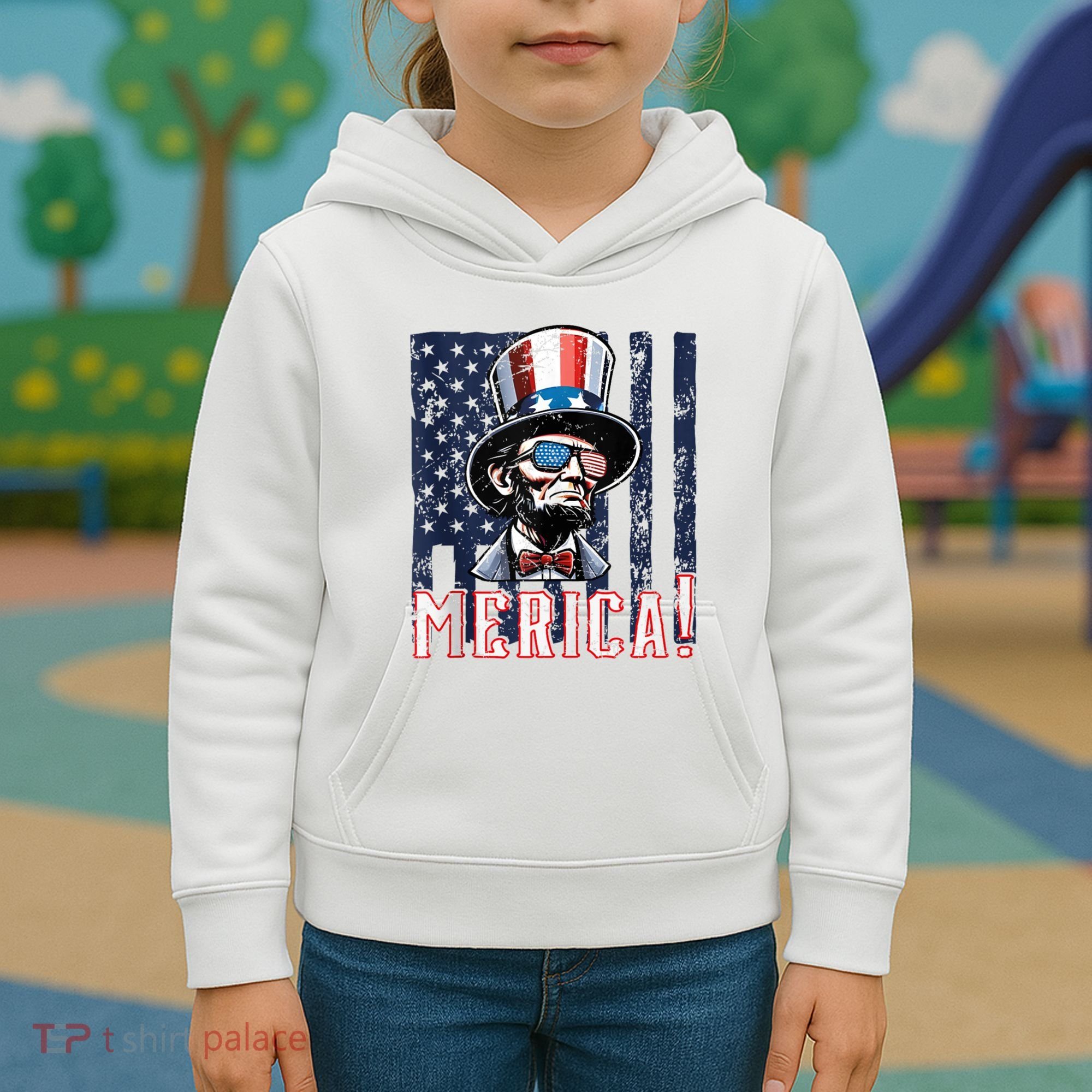 Abe Merica Flag Patriotic Abraham Lincoln 4th Of July Tank Top Kids Hoodie