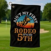 AinT My First Rodeo Bull Riding 5th Birthday Golf Towel thumb 1