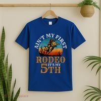 AinT My First Rodeo Bull Riding 5th Birthday T-Shirt thumb 2