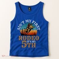 AinT My First Rodeo Bull Riding 5th Birthday Tank Top thumb 2