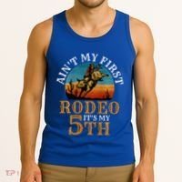 AinT My First Rodeo Bull Riding 5th Birthday Tank Top thumb 3