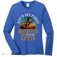 AinT My First Rodeo Bull Riding 5th Birthday Women's Long Sleeve Shirt thumb 0
