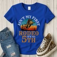 AinT My First Rodeo Bull Riding 5th Birthday Women's T-Shirt thumb 3