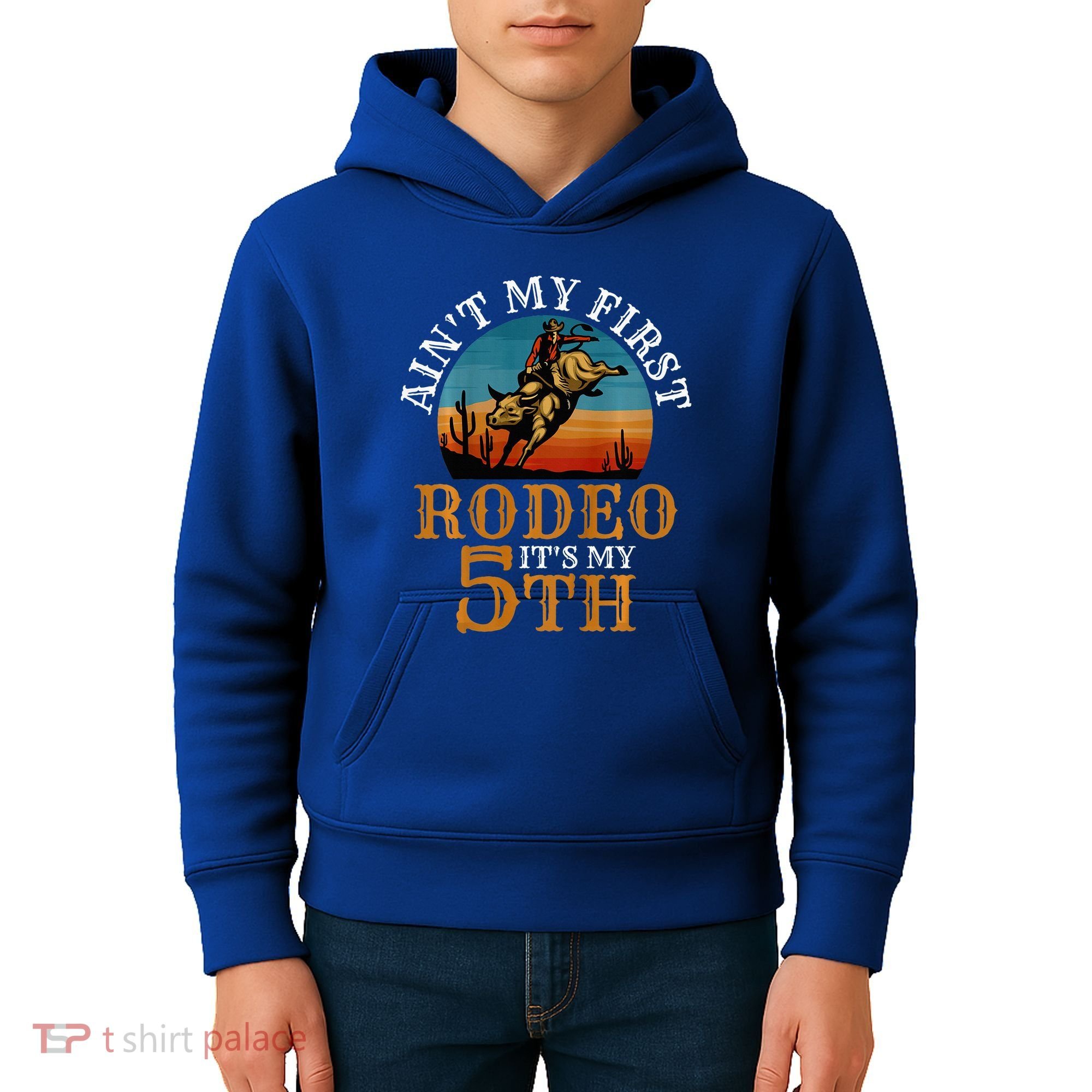 AinT My First Rodeo Bull Riding 5th Birthday Kids Hoodie