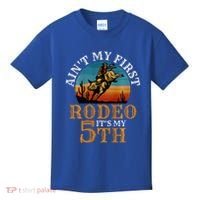 AinT My First Rodeo Bull Riding 5th Birthday Kids T-Shirt thumb 0