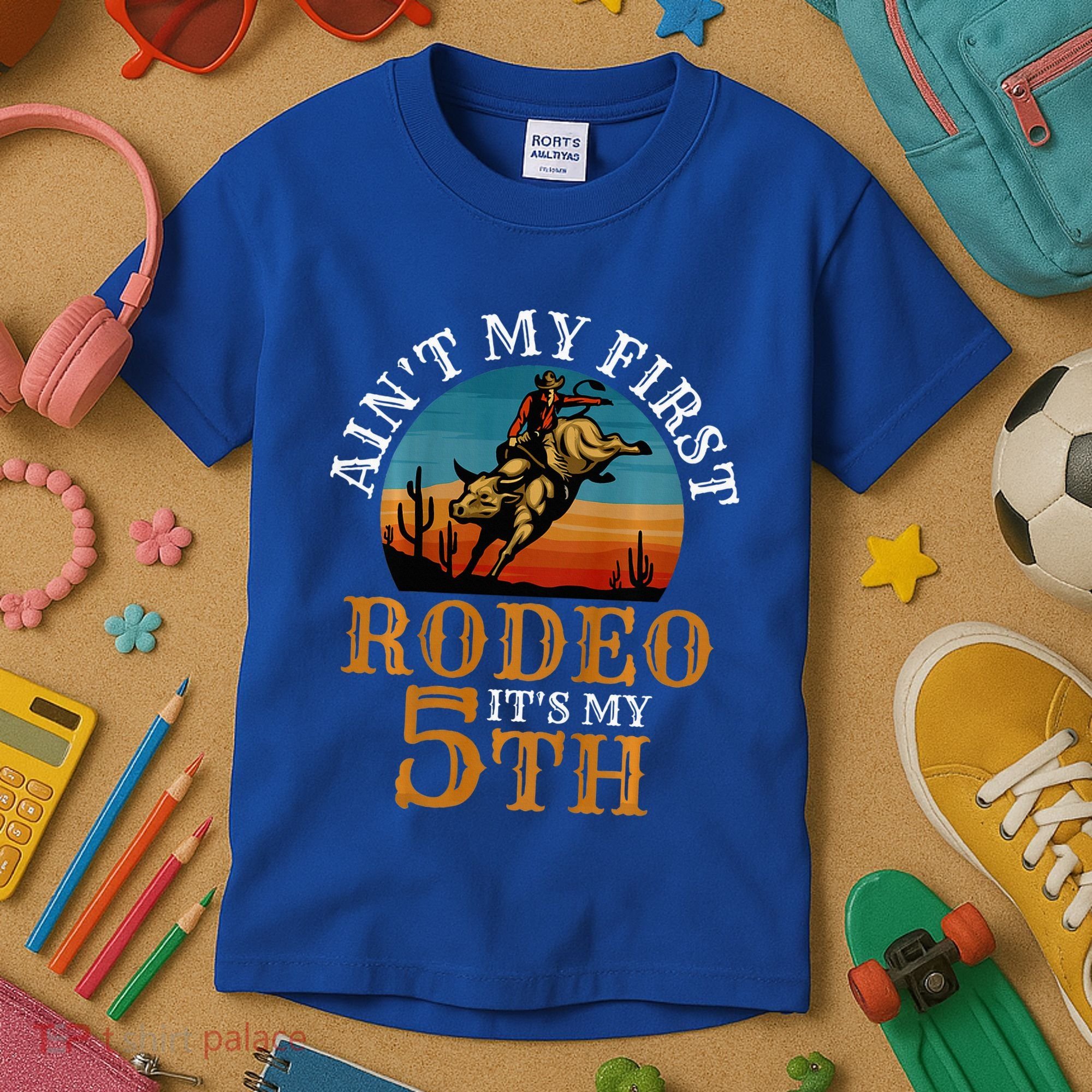 AinT My First Rodeo Bull Riding 5th Birthday Kids T-Shirt
