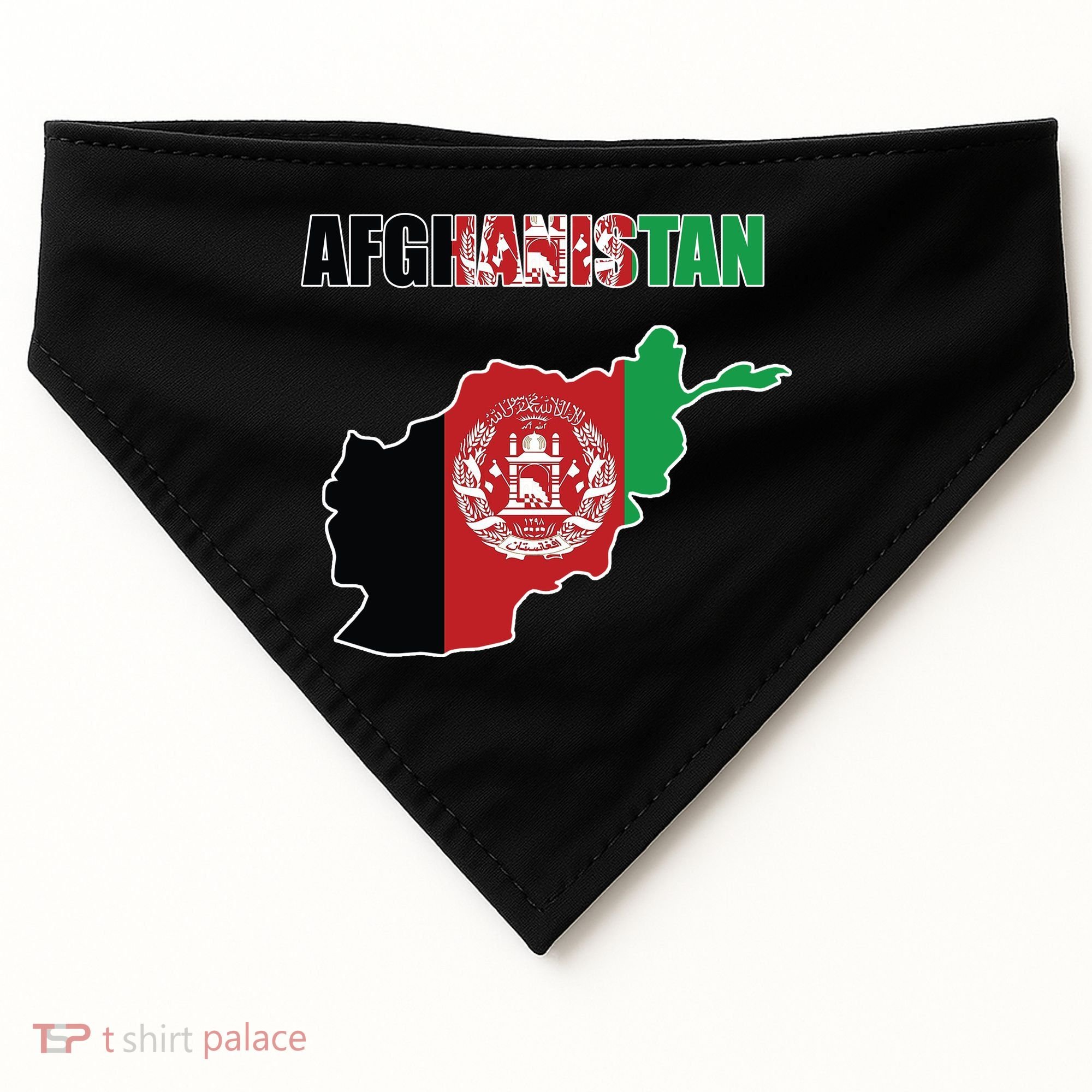 Afghanistan Map Flag Emblem USA-Made Doggie Bandana