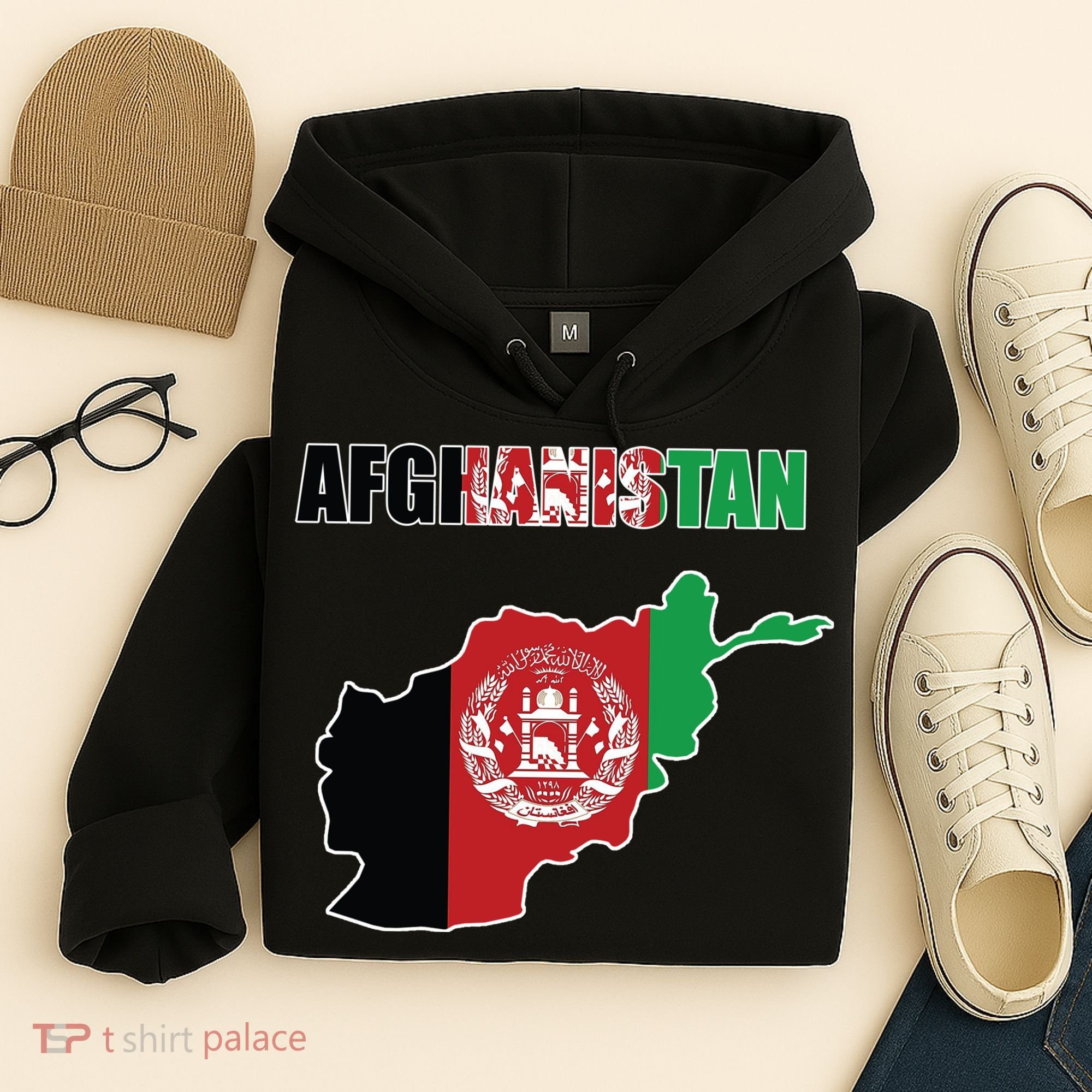 Afghanistan Map Flag Emblem Hoodie