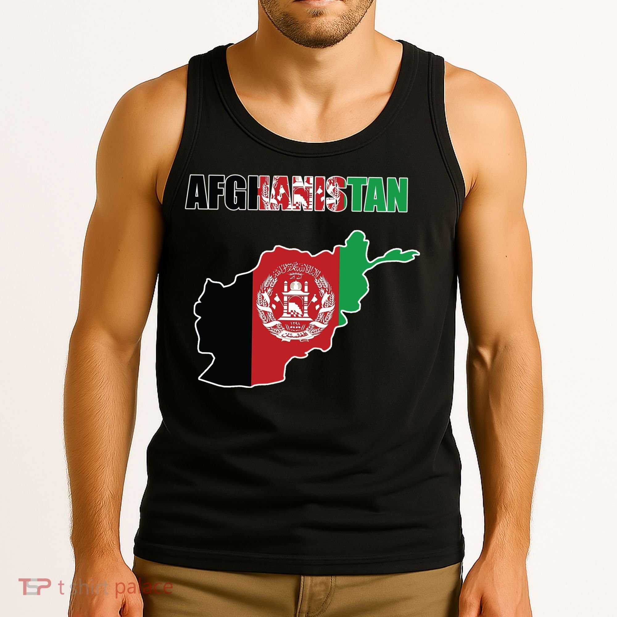 Afghanistan Map Flag Emblem Tank Top