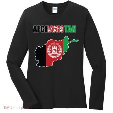 Afghanistan Map Flag Emblem Women's Long Sleeve Shirt