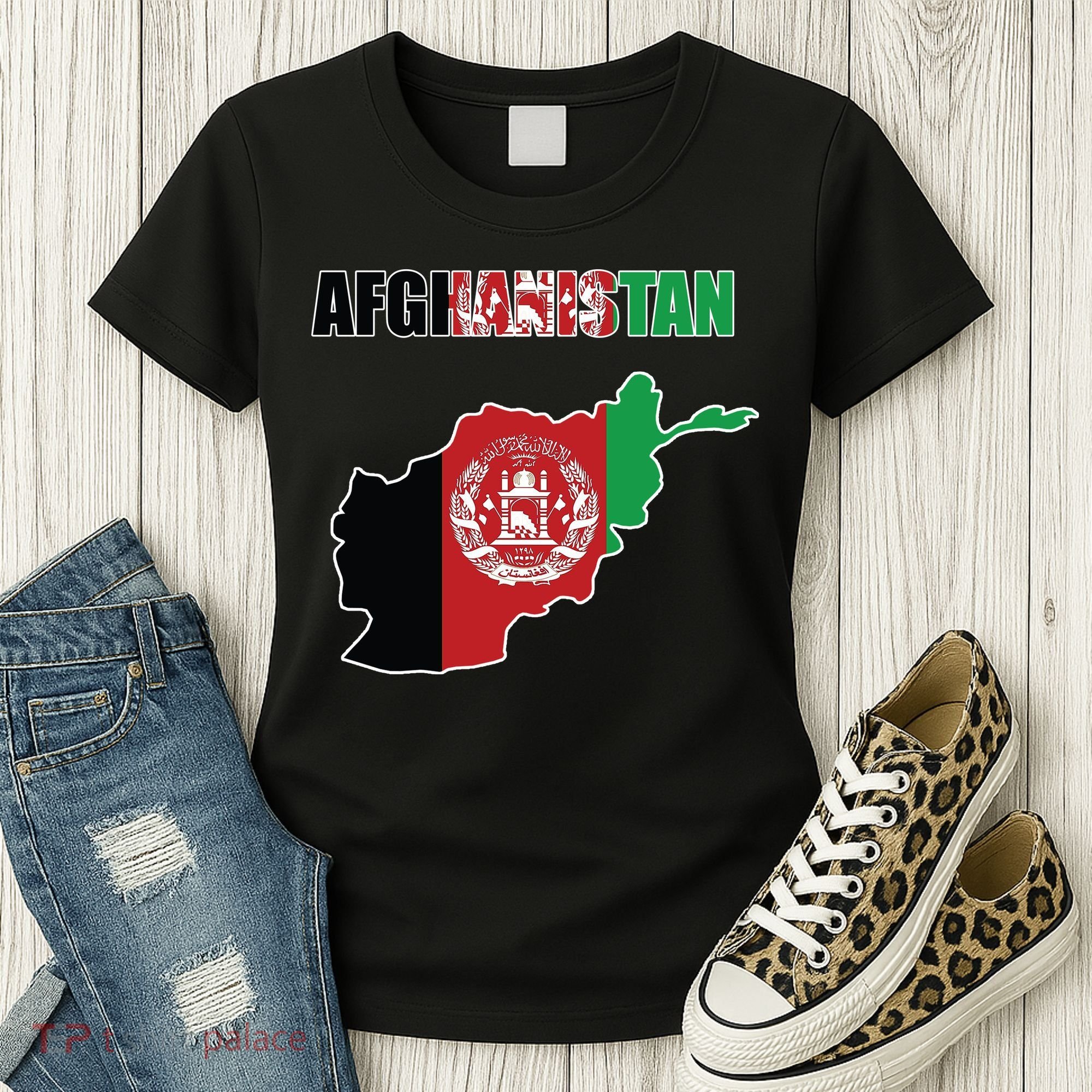 Afghanistan Map Flag Emblem Women's T-Shirt