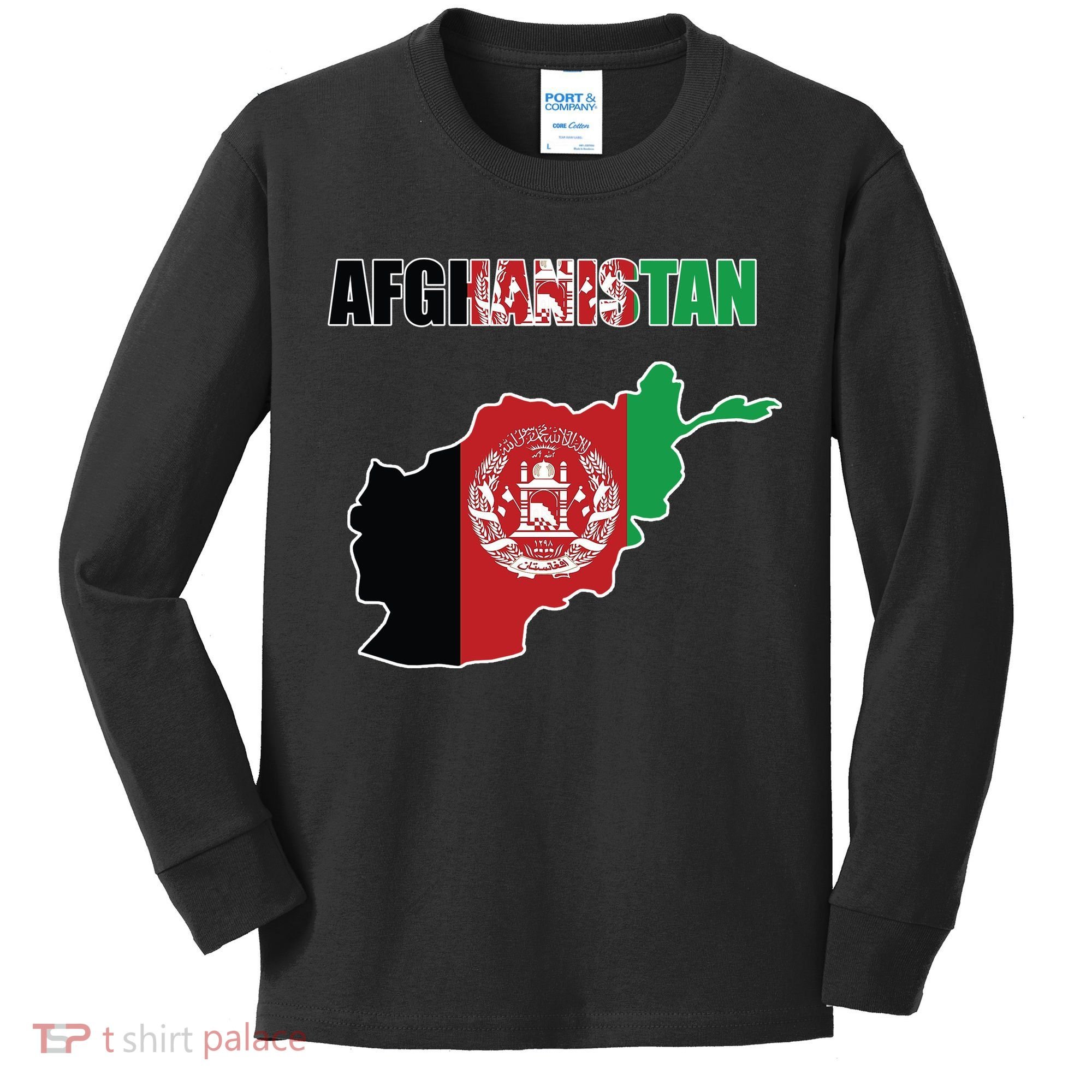 Afghanistan Map Flag Emblem Kids Long Sleeve Shirt