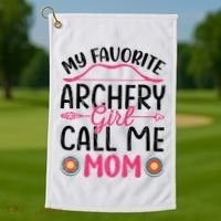 Archery Mom Funny Archer Arrow Bow Hunting Graphic Great Gift Golf Towel thumb 1
