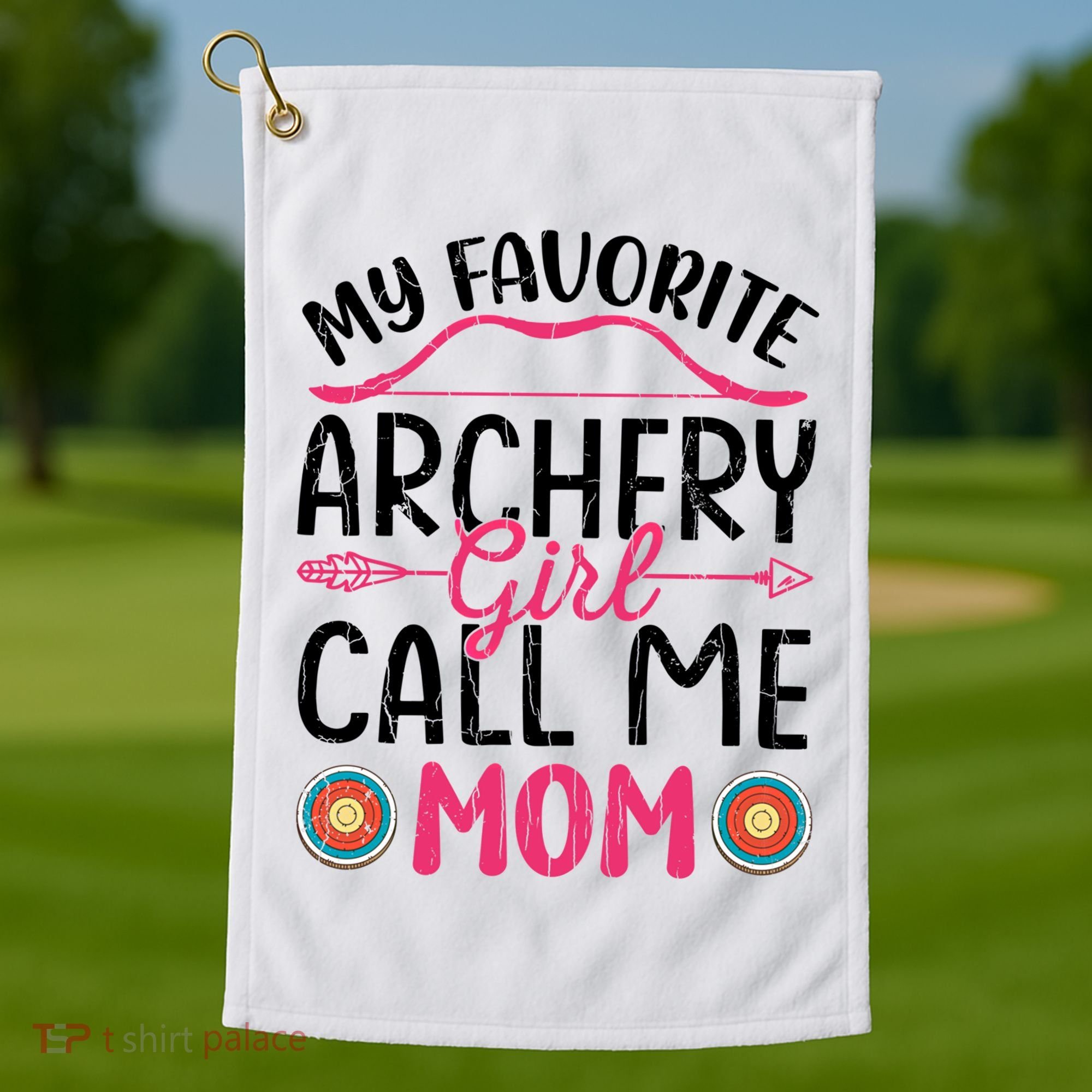 Archery Mom Funny Archer Arrow Bow Hunting Graphic Great Gift Golf Towel