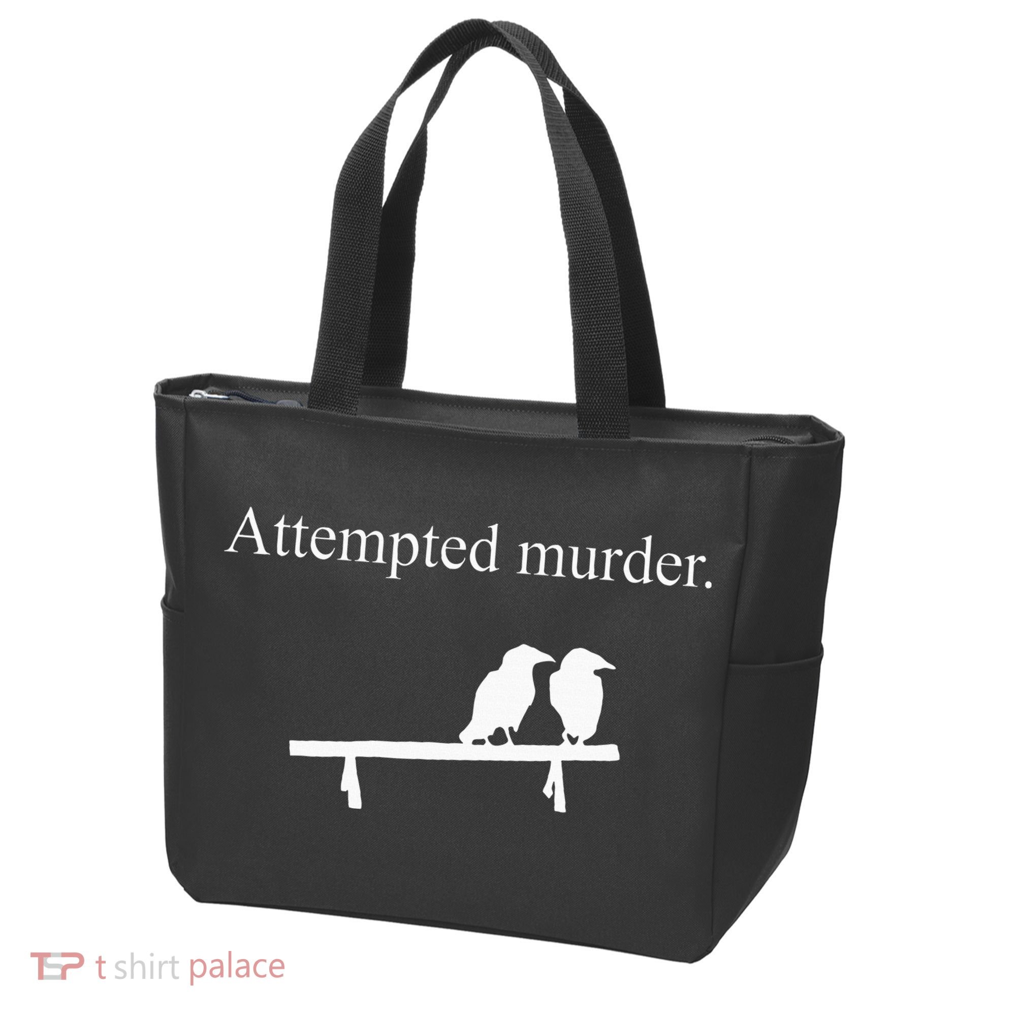 Attempted Murder Funny Sarcasm Crows Ornithology Tote Bag