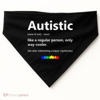Autistic Meaning Funny Autism Awareness Month USA-Made Doggie Bandana