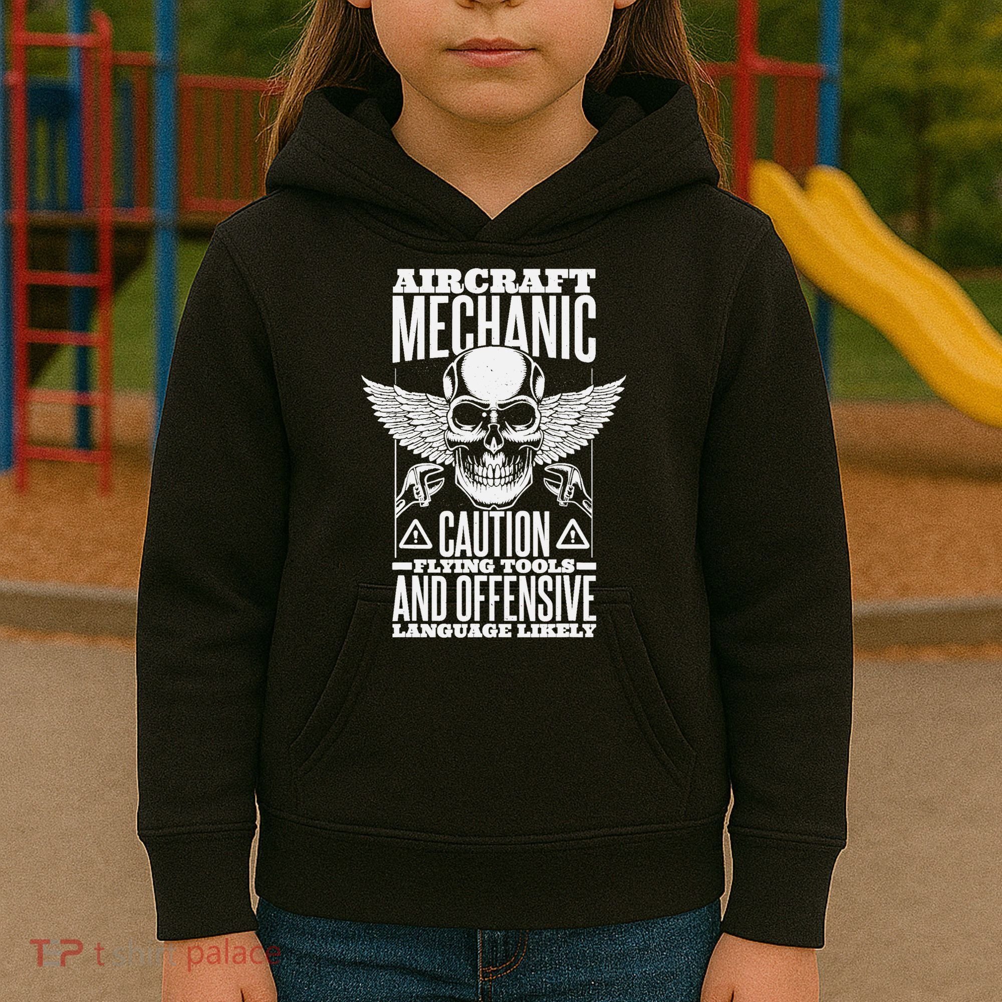 Aircraft Mechanic Flying Tools And Offensive Language, Plane Kids Hoodie
